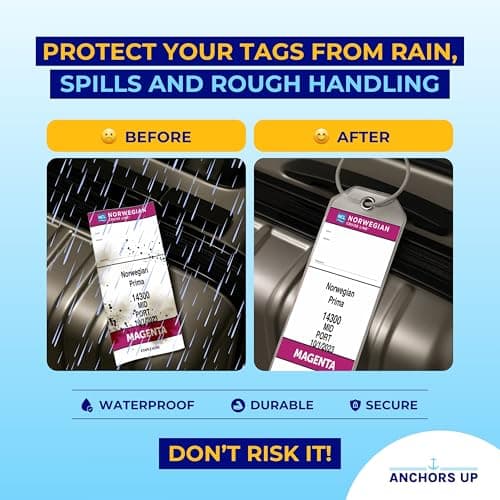 Norwegian (NCL) Cruise Luggage Tag Holders [4 Pack] – Waterproof, Durable Plastic with Steel Loops – Fits All Norwegian (NCL) Ships for Cruising in 2026, 2027 and 2028 – Cruise Essentials — view 2