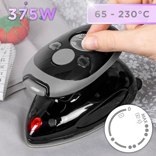 Duronic Travel Iron SI2 BK 375W Mini Irons with Variable Temperature Portable 50ml Black Steam Iron For Holiday Quilting Crafts Compact Design for Travelling — view 3