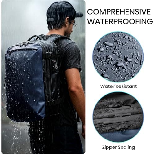 H.yeed Vacuum Backpack Travel Bag with Pump, Expandable 60L Travel Rucksack with USB/Type-C Charging Port&TSA Lock, Waterproof Lightweight Business Laptop Backpack, Fits 17.3 Inch Laptop-Dark Blue — view 5