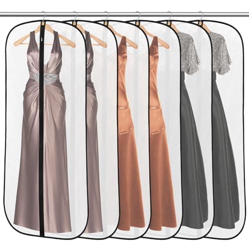 6 Pack Garment Bags, PEVA Dress Bags Covers Long, Clothes Covers 55in