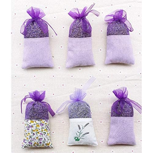 GLOBALDREAM 24 Pieces Lavender Bags Sachet Empty Bags Purple Drawstring Gauze Cotton for Lavender, Spice and Herbs — view 3