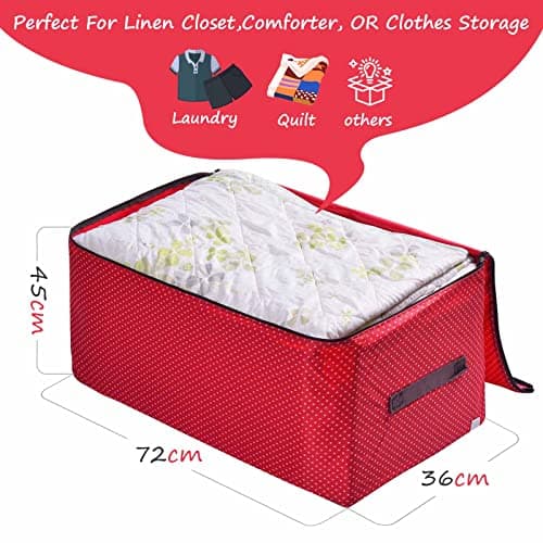 Rainberg 110L Large Storage Bag, Fabric Clothes Bag, Thick Large Size Under Bed Storage, duvet storage bag, Moisture proof. (Red) — view 2