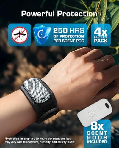 Active Era Mosquito Repellent Bracelet & Bands, Refillable Fabric Insect Wristbands, 4 Bracelets & 8 Pods, Adults & Kids 3+ — DEET-Free Citronella, Camping, Hiking, Travel Essentials (Multicoloured) — view 2