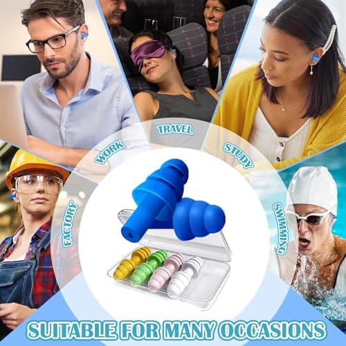 5 Pairs Ear Plugs Reusable Silicone Earplugs Sleeping Noise Cancelling Earbuds for Adults Kids for Swimming, Work, Airplane,Snoring Studying (Random Color) with Case — view 6