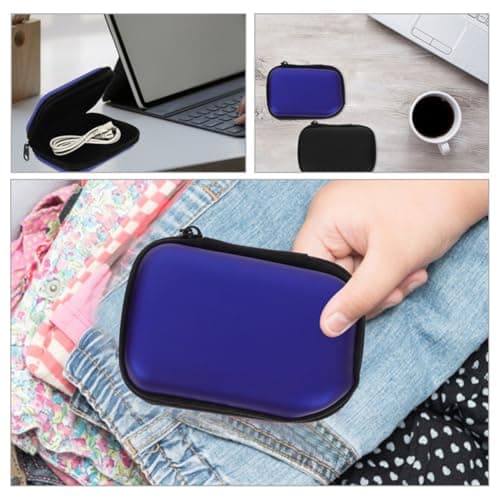 Portable Earphone Organizer Bag 2 Pcs Nylon Aluminium Alloy Black Blue — view 4