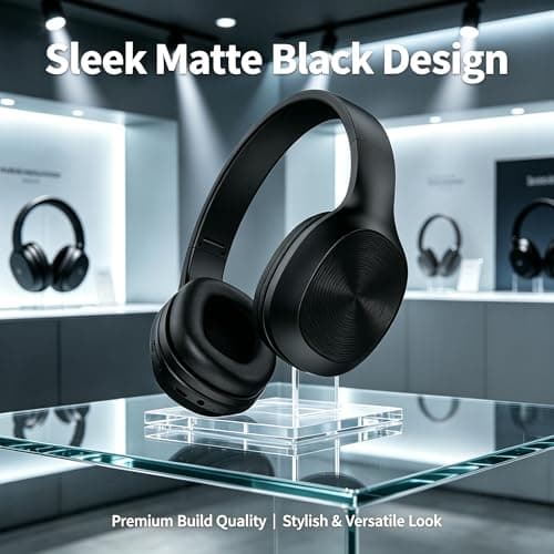 MGHOAQFRK Wireless Bluetooth 5.3 Over-Ear Headphones, Foldable Noise Cancelling Headset with Soft Ear Cups, Long Battery Life, Hi-Fi Stereo Sound & Low Latency, for Sports/Work — view 6