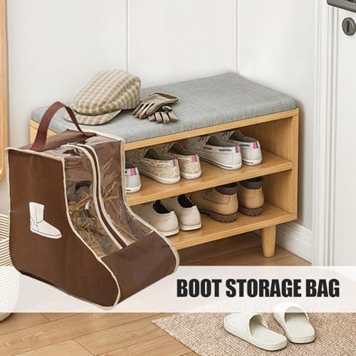 Work Boot Storage Bag - Dustproof Shoe Carrying Bag | Portable Boot Storage Bag With Handle, Protective Bag, Shoe Covers For Men, marrón, Short style, See description — view 2