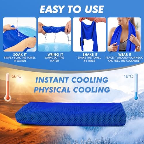 CSITE 4 Pack Cooling Towels (120x30cm) for Neck and Face, Ice Towel for Hot Weather, Soft Breathable Chilly Gym Towels, Microfiber Towel for Work Out, Yoga, Running, Camping & More Activities — view 2