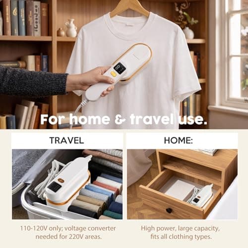 Portable Travel Steamer for Clothes, 1200W Powerful 2 In 1 Steamer & Iron,10s Fast Heat,4 Modes with LED Display, 150ml Water Tank Powerful Wrinkle Remover for Home,Office, Travel — view 5