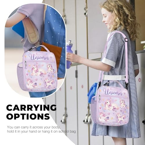 Clastyle Insulated Kids Lunch Bag with Bottle Holder Unicorn Lunch Box — view 2
