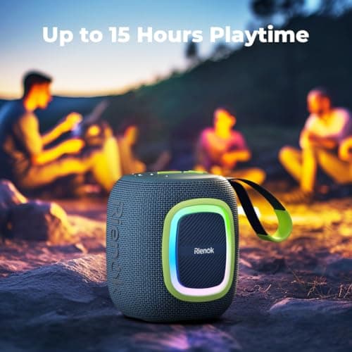 RIENOK Bluetooth Speaker Wireless Portable Waterproof Speaker with Lights FM Radio 15-Hour Playtime Bluetooth 5.3 TF Card USB Playback Mini for Home Garden Party Camping Travel — view 3