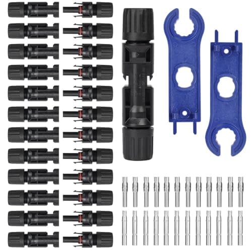URAQT Solar Connector, 12 Pair Male/Female Solar Plug, IP67 Waterproof Photovoltaic Connector, Long Time Outdoor Use, Solar Plug Kit with 2 Wrenches for Solar Panel Systems Solar Panel Adaptor
