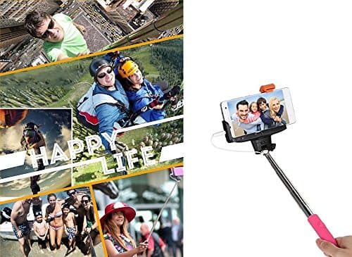 ESupFly Charging Free Selfie Stick (No Battery, No Bluetooth, No Wifi) Selfie Handheld Stick Monopod Pole with Built-in Remote Shutter and Adjustable Phone Holder Mount for Apple iPhone, Sumsung and other Android Smartphones (Blue) — view 2