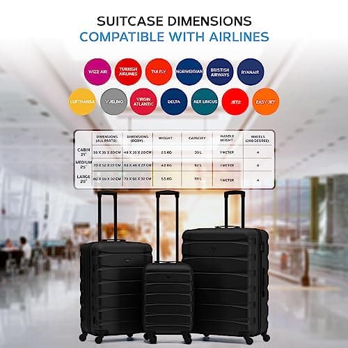 Flight Knight Lightweight 4 Wheel ABS Hard Case Medium Suitcase Approved for Over 100 Airlines Including easyJet, British Airways, Ryanair, Jet2, Emirates & Many More - Check-in Medium Size 25" — view 3