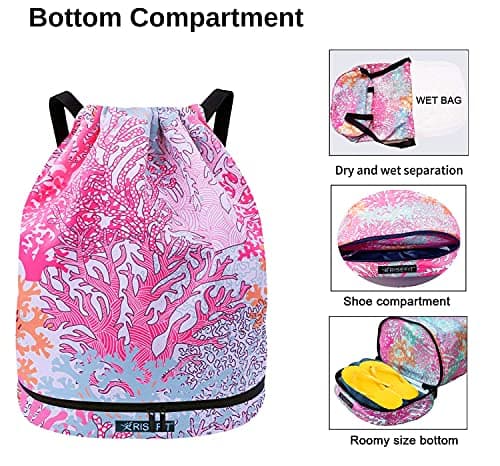 Risefit Waterproof Drawstring Bags, Printed Gym Bags Sports Backpacks for School PE Yoga for Men Women Girls Students — view 3