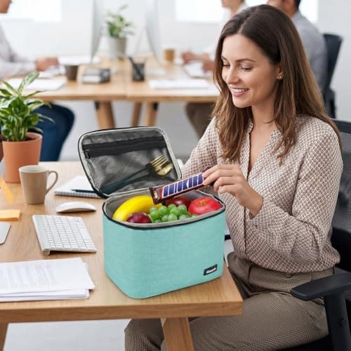 Gloppie Insulated Lunch Bag for Women Men, Leakproof Thermal Lunch Box for Work Office, Large Cooler Bag for Picnic School Travel, Mint Green — view 2