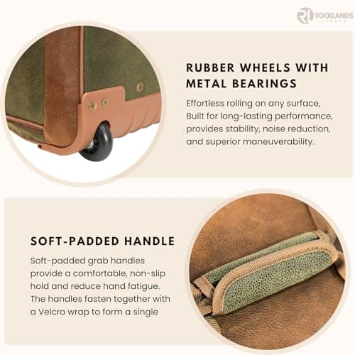 Rocklands® Lightweight Suede Wheeled Holdall Trolley Suitcase Medium Duffle Travel Bag with Telescopic Handle (Medium - 28" (H72xW37xD36 cm), Green) — view 3