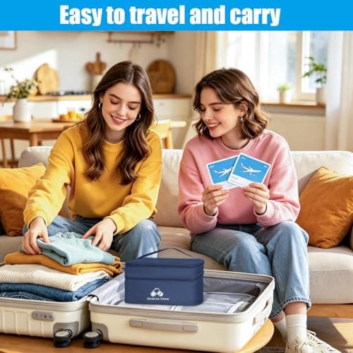 DiULi First Aid Kit Bags 2 Pack, Small & Medium Empty Medication Storage Bag Set, Waterproof Oxford Cloth Medicine Pouch with Dual Zippers, Tear-Resistant for Home Travel Hiking Camping, Navy — view 5