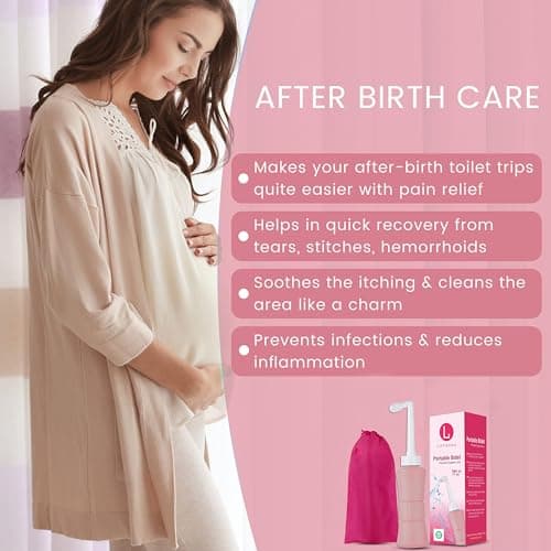 laphang Portable Bidet 500ml Pink Peri Bottle with Waterproof Pouch and Cap – PP + TPR, Leak Proof & Scratch Resistant –Perineal Bottle for Postpartum Hemorrhoids Healing, Maternity Kit Essentials… — view 5