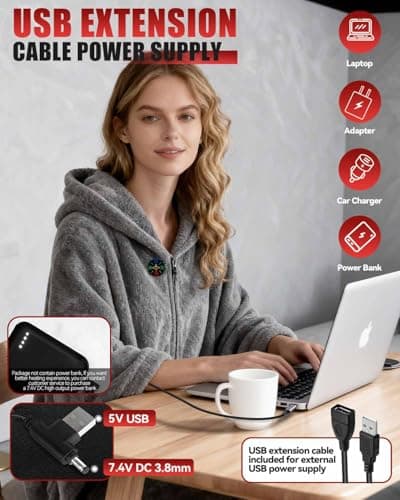 Olutula USB Heated Blanket with Zipper, 2025 Upgraded Large Size Heated Blanket Throw 150x85cm, Fast Heating with 9 Zones, 3 Temperature Levels Thick Flannel Electric Blanket for Home (DarkGray) — view 5