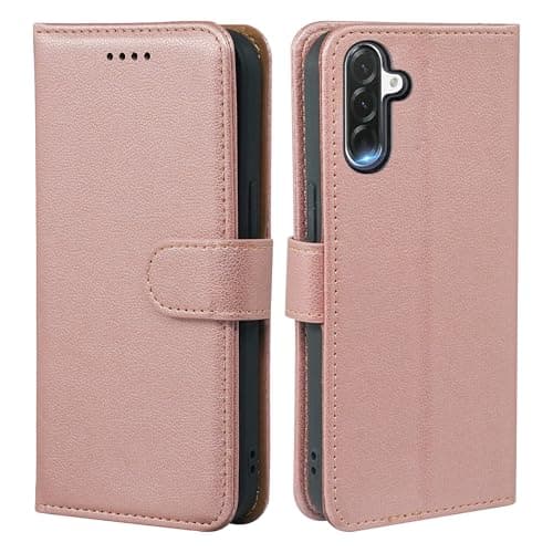 AUUYYA Phone Case for Samsung Galaxy A37 5G, PU Leather RFID Blocking Flip Wallet Cover with Card Slots Kickstand Magnetic Closure, Shockproof Phone Wallet Case Samsung A37 for Girls Women, Rose Gold