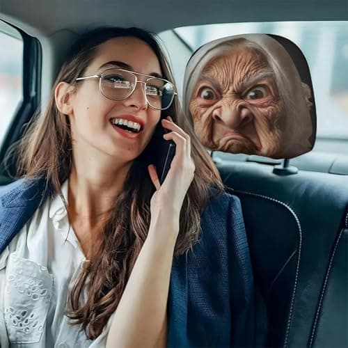 Headrest Covers for Cars 2 Pieces Granny Face — view 3