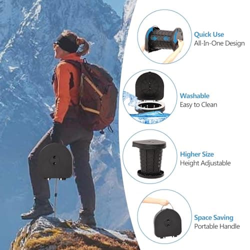 Unibos | Folding Camping Toilet Portable with Bag - for Adults with Lid, Seat & SpareToilet Bags, Outdoor Travel Loo for Fishing, Hiking, Campervan, Caravan, Car, Festivals, Max 180kg — view 5