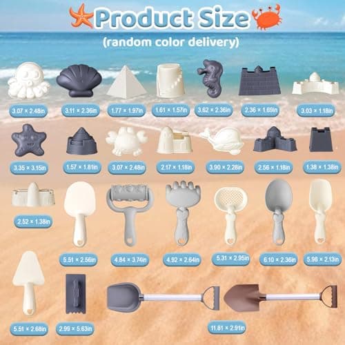 Beach Toys Set, 31pc Play Sand Toys for Toddlers, Outdoor Fun Sand Tools for Kids, Girls Boys Summer Beach Games, Collapsible Bucket and Spade Set ,Summer Outdoor Travel Toys for Kids Toddlers Girls — view 3