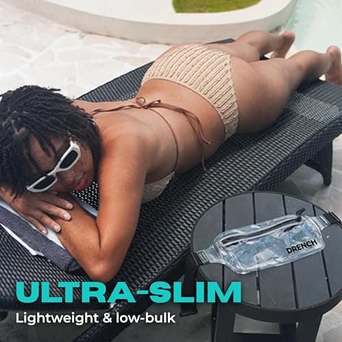 DRENCH 100% Waterproof Clear Bum Bag | IPX8 Transparent Waist Bag for Beach Holidays, Festivals & Stadium Events | Waterproof Belt Bag for Phone, Cards, Travel Essentials & Concert Security — view 6