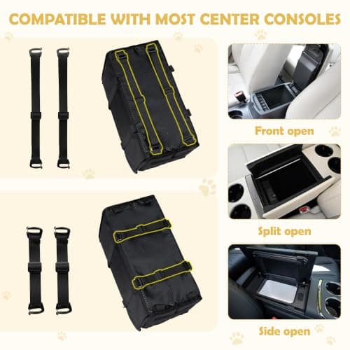 Wood Homing Dog Car Seat for Small Dog - Waterproof Center Console Pet Car Travel Booster Carrier Bed Detachable with Seat Belt Harness Restraint Thick Cushion for Puppy Cat Seats Protector (Black) — view 4