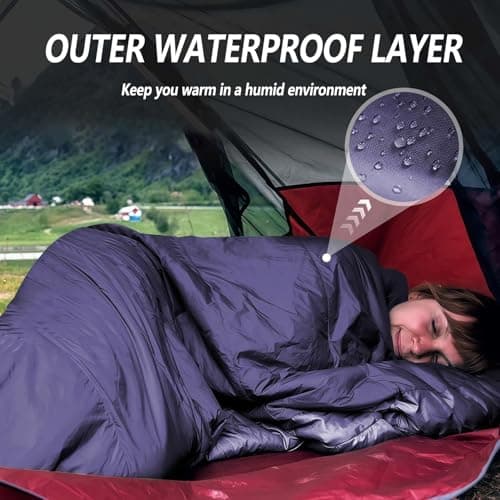 Sleeping Bags for Adults & Kids Sleeping Bag 3 Season, Ultralight Carry Bag, Adult Blanket, Lightweight Compact for Outdoor Camping, Travel, Hiking, Indoor & Outdoor Use (Navy Blue) — view 5