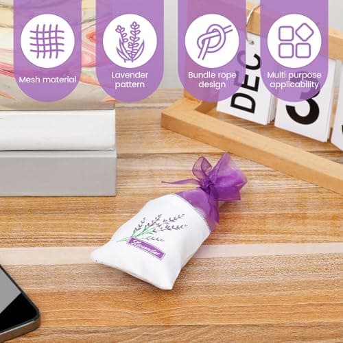 100Pcs Lavender Bags Empty, Purple Drawstring Lavender Bags for Wardrobes — view 3