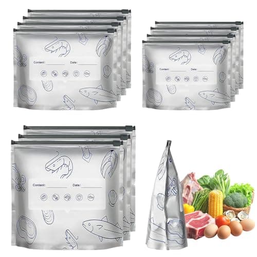 Hojalis 90 PCS Aluminum Foil Sealable Storage Bags, 3 Sizes Reusable Aluminium Foil Bags with Label & Zip Lock, Stand Up Foil Bags for Fruit Vegetable Meat Freezer Organisation & Food Preservation