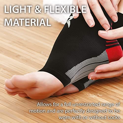 Rymora Foot Compression Socks Sleeves (Pair) (Black) (Large) [L] — view 6