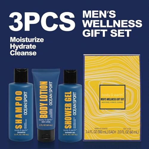 BODY & EARTH Spa Gifts for Men Toiletry Gift Set 3Pcs Ocean Shower Gel Kit — view 2