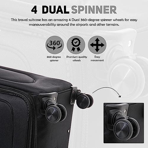 ATX Luggage 55x36x20cm Cabin Suitcase Super Lightweight Small Suitcase Approved for 100+ Airlines Including EasyJet, Ryanair, British Airways & Virgin Atlantic (Black/Yellow, 21 Inches, 45 Liter) — view 4