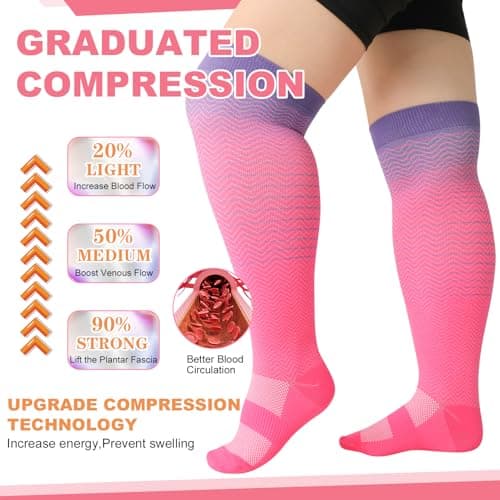 Zuimei 4 Pairs Plus Size 20-30 mmHg Compression Socks for Women Men — view 4