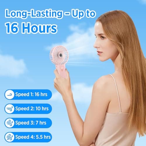 Lepwings Handheld Fan Rechargeable, Foldable Portable Mini Fan with 4 Speeds, USB-C Battery Operated Personal Desk Fan, Lightweight Cooling Fan for Travel, Office, Home and Outdoor Use-Mint Green — view 2