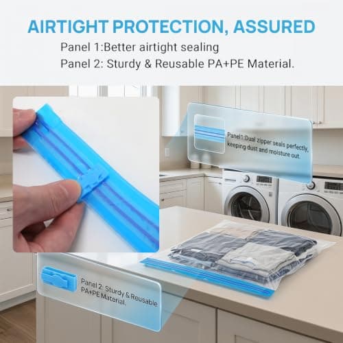 YINKUOSSAA 10 Pcs Roll Up Vacuum Bags for Travels, Reusable No Pump Vacuum Compression Bags for Travel Space Saver Bagss, for Suitcase Storage Bag Holiday Travel Essentials(35x50cm) — view 4