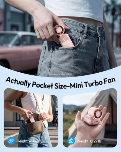 gaiatop Mini Handheld Fan Portable, 3-in-1 Foldable Small Turbo Fans — view 6