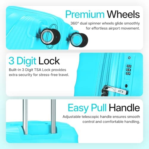 ATX Luggage Ryanair Overhead 55x40x20cm Cabin Suitcase Lightweight Durable Polypropylene Small Suitcase with 4 Dual Spinner Wheels and Built-in TSA Lock (Mint Green, 21 Inches, 44 Liter) — view 5