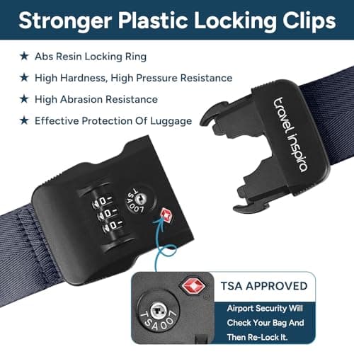 travel inspira TSA Approved Luggage Straps, Cross Suitcase Straps (Navy) — view 3