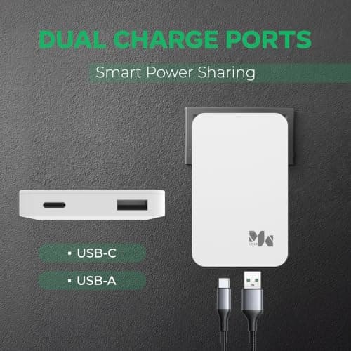 Aqan 30W Dual Port Fast Charger Plug, Ultra Slim USB C PD + USB A QC — view 3