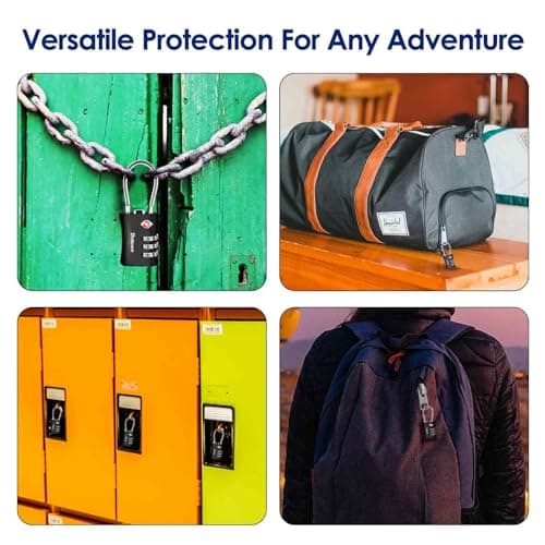 BRILLIRARE 2 Pack TSA Approved Luggage Locks, Combination Travel Cable Padlock, 3-Digit Waterproof Lock, TSA Accepted Outdoor Keyless Resettable Lock for Lockers, Bags, Gym, Gate-Black — view 6