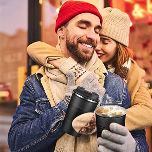 EALLEN Travel Mug with Leakproof Lid,Insulated Reusable Coffee Mug for Hot&Cold Drinks/Tea,Portable Stainless Steel Thermal Takeaway Travel Coffee Cup for Car/Outdoor/Picnic/Office/School (Black) — view 6