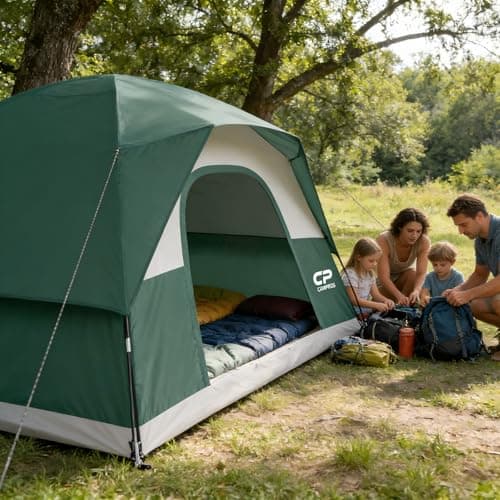 CAMPROS CP Large Family Tent for 6 People, Spacious Waterproof Camping Tent with 182 cm Standing Height, Easy Setup Dome Tent with Separate Living Space & Mesh Ventilation for Family Camping Holidays — view 6