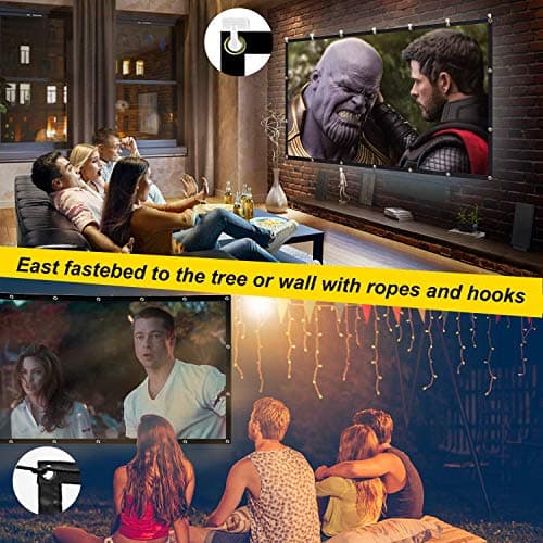 Projector Screen 150 inch,TOWOND 16:9 HD 4K Foldable Anti-Crease Portable Projection Movies Screen for Home Backyard Theater Outdoor Indoor Support Double Sided Projection — view 6