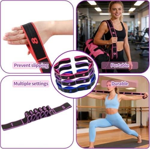 Fitness Resistance Band for Stretching Exercises and Yoga, 8 Segment Elastic Yoga Stretching Band for Legs, Back, Pilates & Flexibility Training (Yellow) — view 5