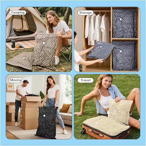 Vacuum Seal Bags for Clothing & Travel by MMOBIEL – Sturdy Space Saver Vacuum Storage Bags - Reusable Compression Packing for Moving, Long-Term Storage – 6 Pack (S/M/L) – Incl. Hand Pump - Brown/Beige — view 5