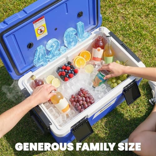 Outsunny 42.6L Insulated Cool Box Lightweight Ice Cooler Lid Dark Blue — view 4